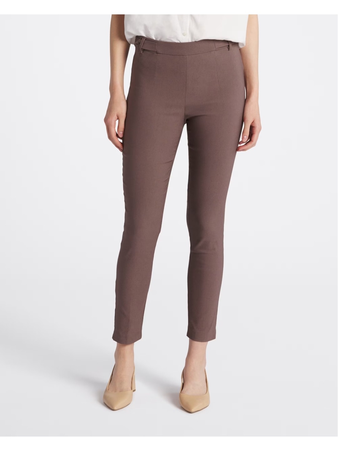 Violet & Roses Slim Ankle Pants In Taupe